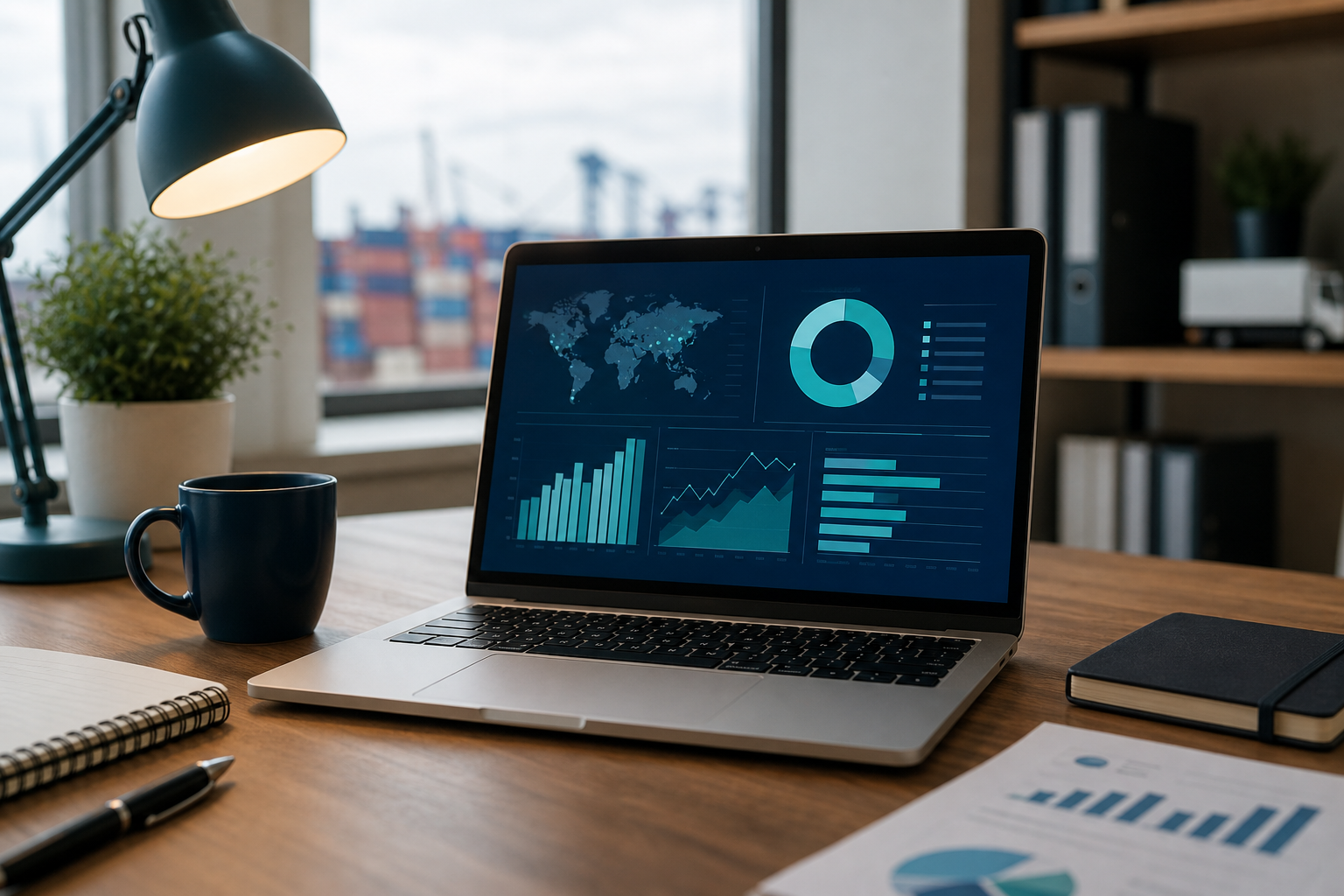 Analyst workspace with shipment data